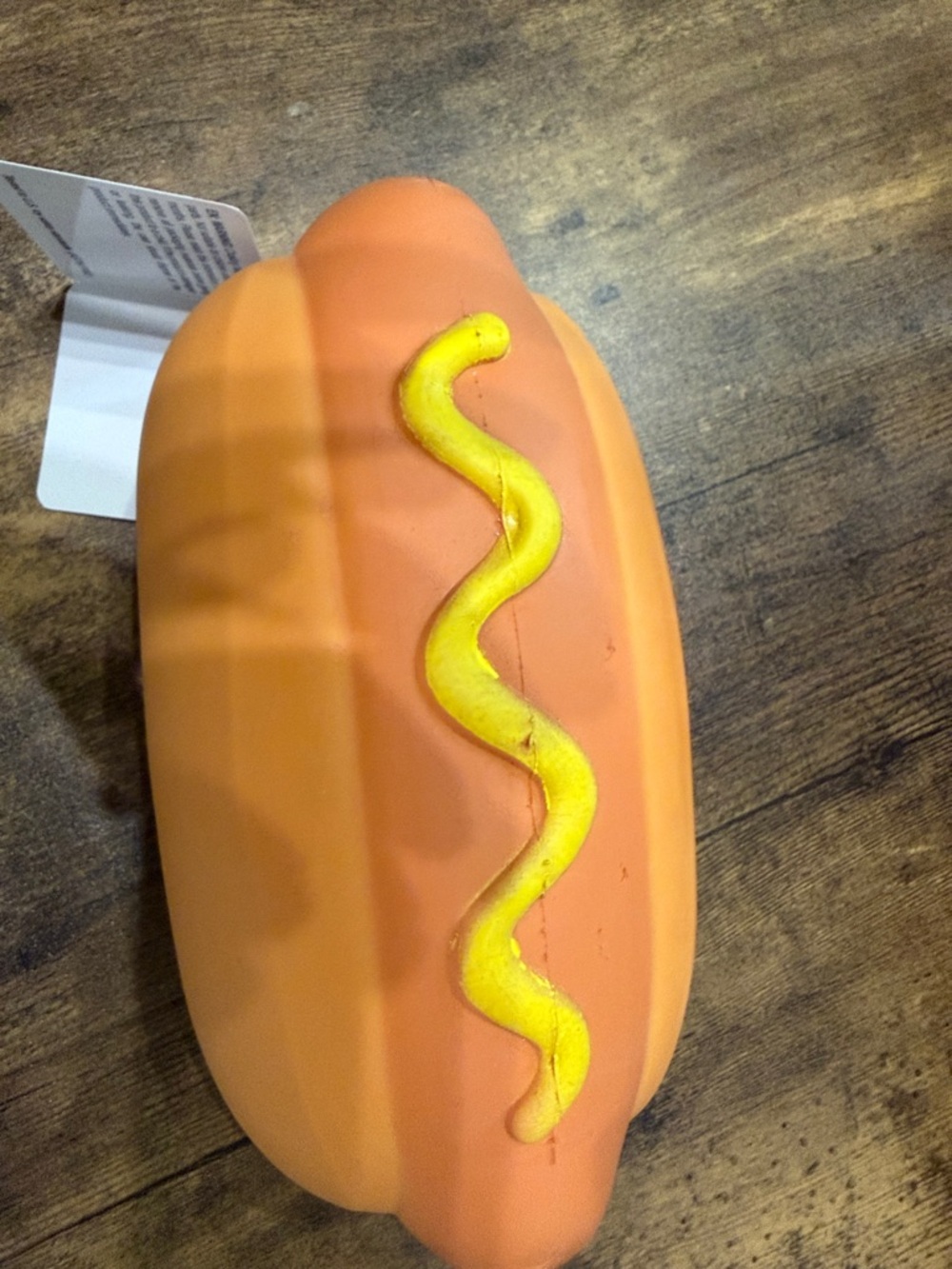 Squishy Hot Dog Dog Toy with Yellow Mustard jumbo size